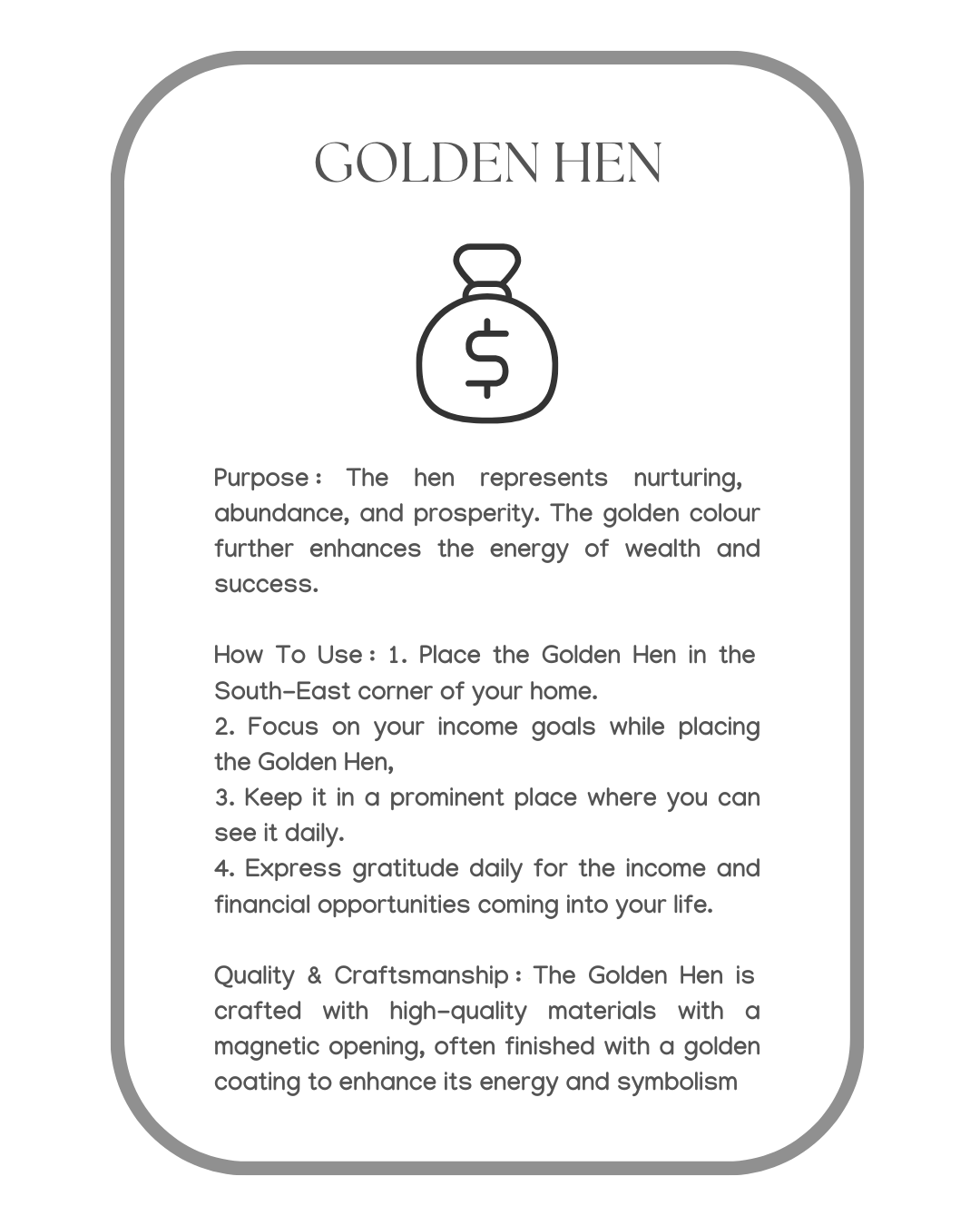 Golden Hen Feng Shui for Income