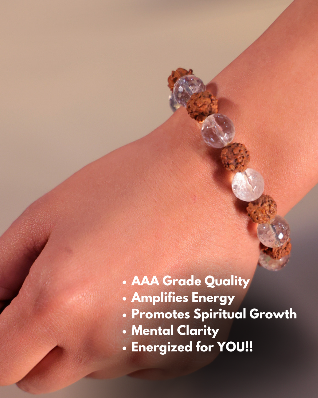 Rudraksha + Clear Quartz Bracelet