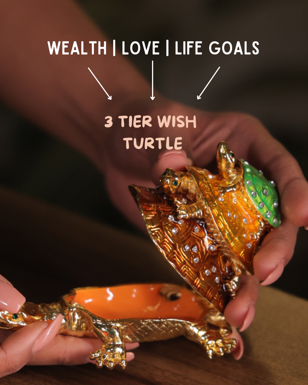 Three-Tier Dragon Feng Shui Wish Turtle