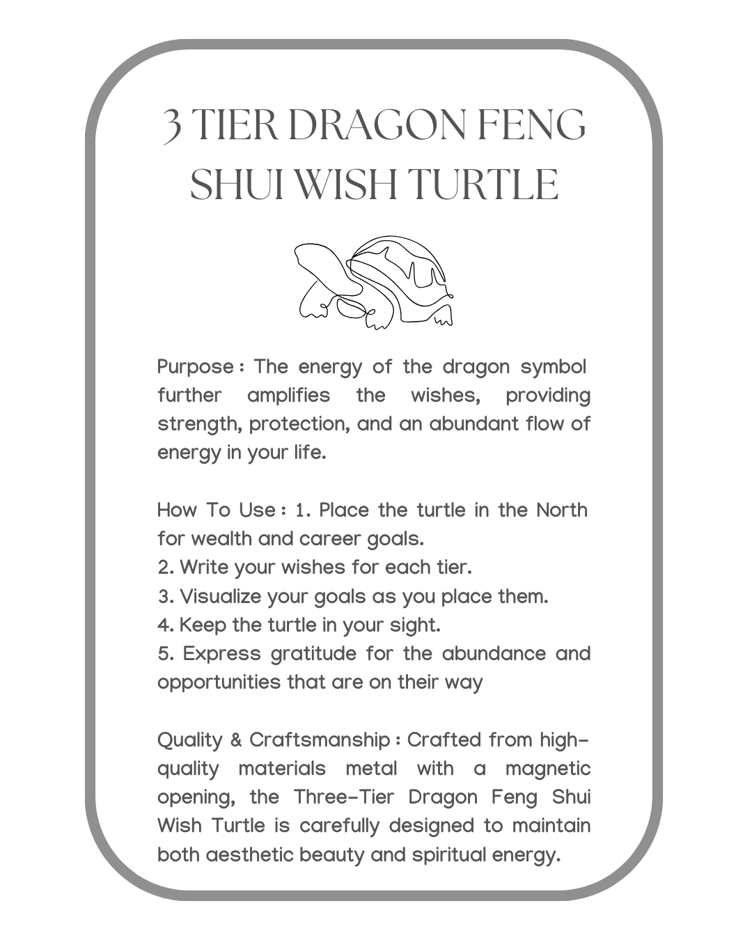 Three-Tier Dragon Feng Shui Wish Turtle