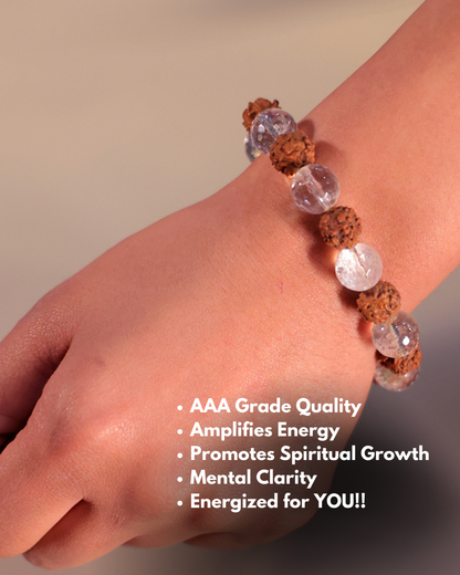 Rudraksha + Clear Quartz Bracelet
