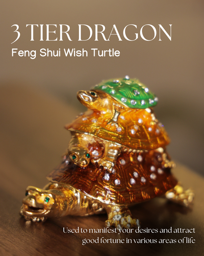 Three-Tier Dragon Feng Shui Wish Turtle