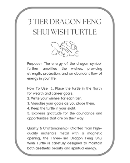 Three-Tier Dragon Feng Shui Wish Turtle